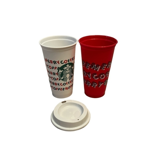 Starbucks Holiday Merry Reusable Cups Set of 2 2019 16oz - Picture 1 of 3
